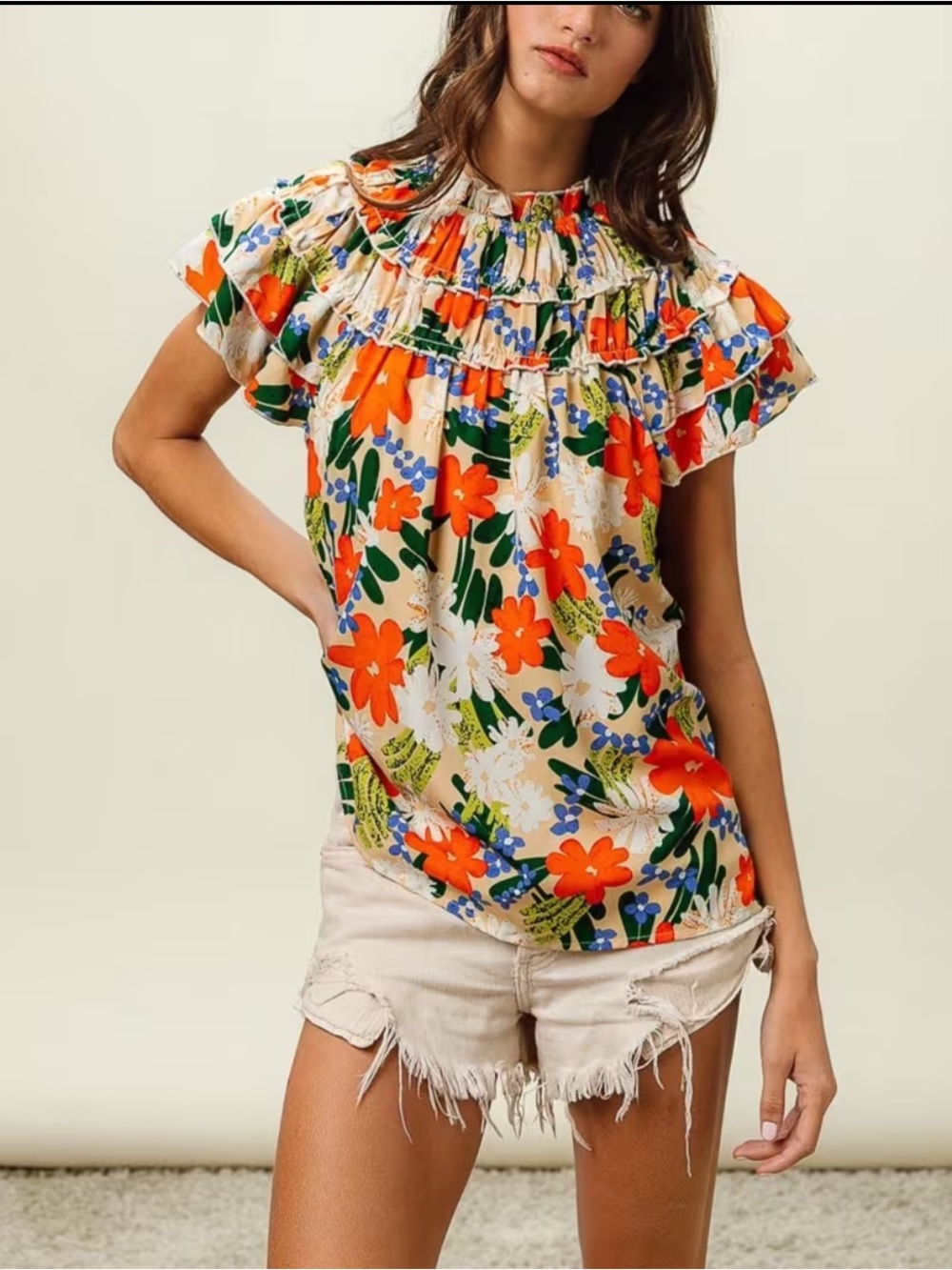 NWT BiBi Floral Print Woven Blouse - Picture 6 of 8